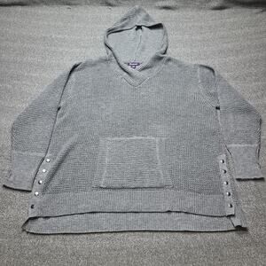 Roaman's Sweater Womens Large 18/20 Hooded Pullover Side Snap Acrylic Casual